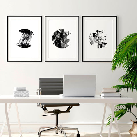 Abstract wall art set of 3 | set of 3 framed wall art for office