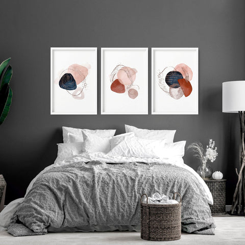 Abstract print for bedroom | set of 3 wall art prints