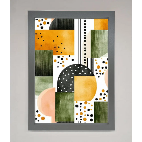 Abstract Shapes Colours Framed Wall Art - A3 (29.7 x 42 cm) / Dark Grey - Framed Print