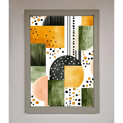 Abstract Shapes Colours Framed Wall Art - A3 (29.7 x 42 cm) / Grey - Framed Print