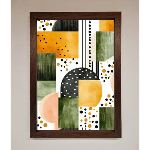 Abstract Shapes Colours Framed Wall Art - A3 (29.7 x 42 cm) / Walnut - Framed Print