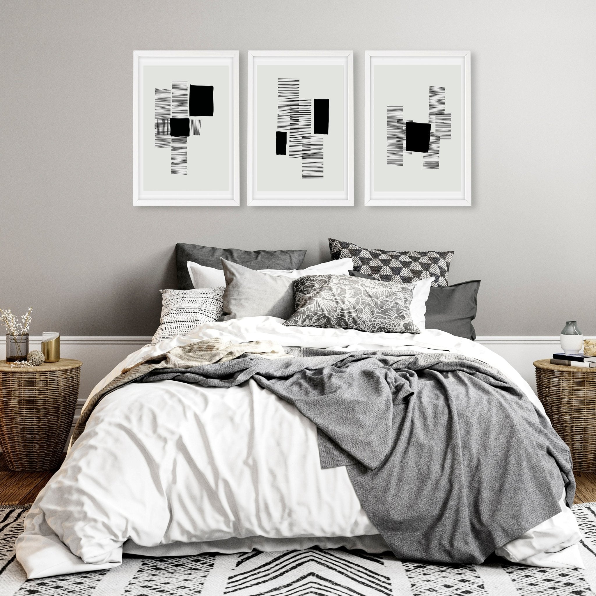 Abstract Wall Art For Bedroom | Set of 3 Abstract Wall art Prints
