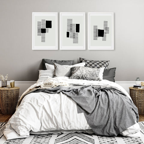 Abstract Wall Art For Bedroom | Set of 3 Abstract Wall art Prints