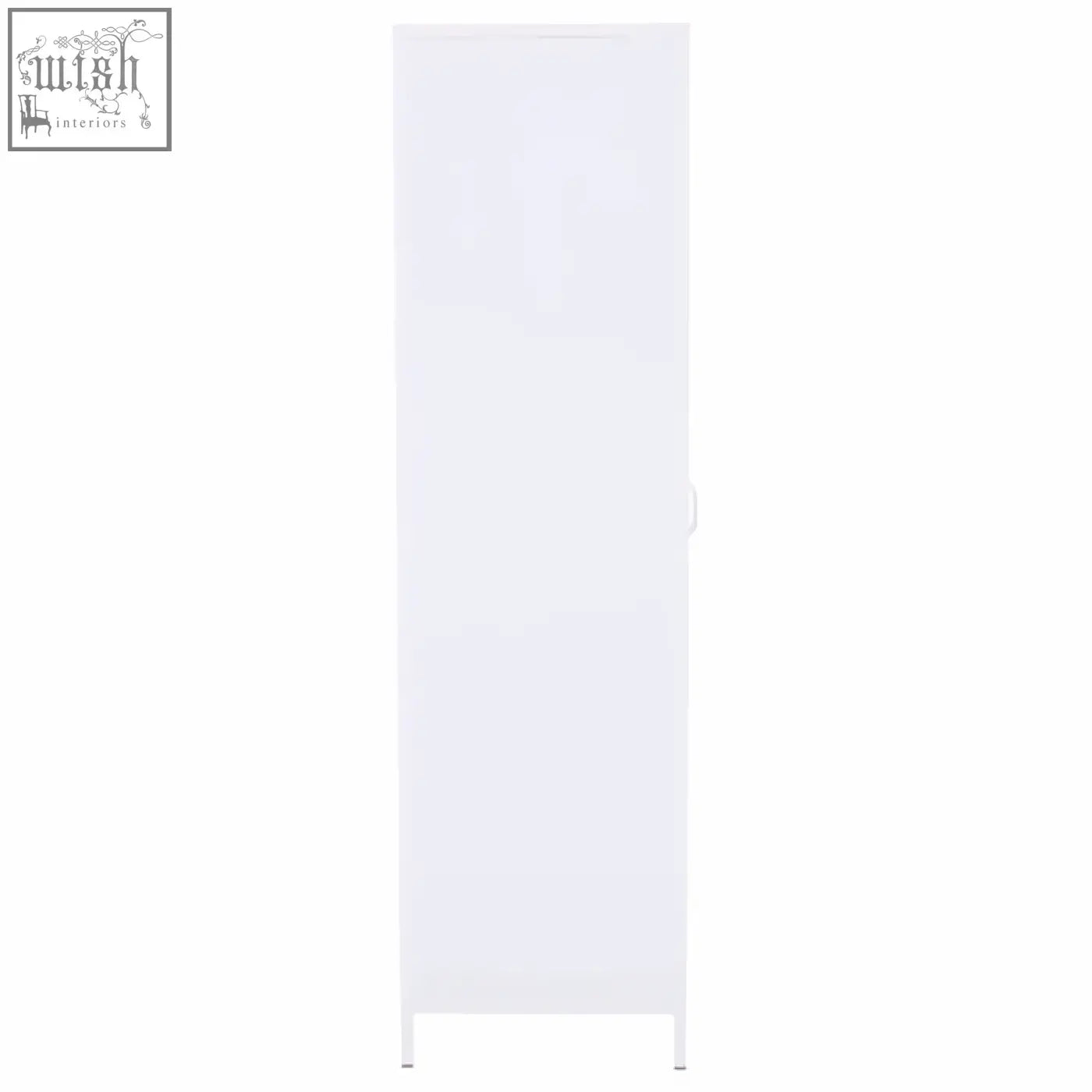 White minimalist academy white two door locker style wardrobe with sleek modern design and smooth finish