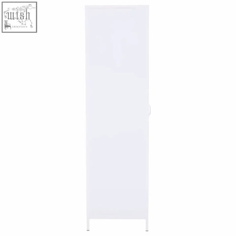 White minimalist academy white two door locker style wardrobe with sleek modern design and smooth finish