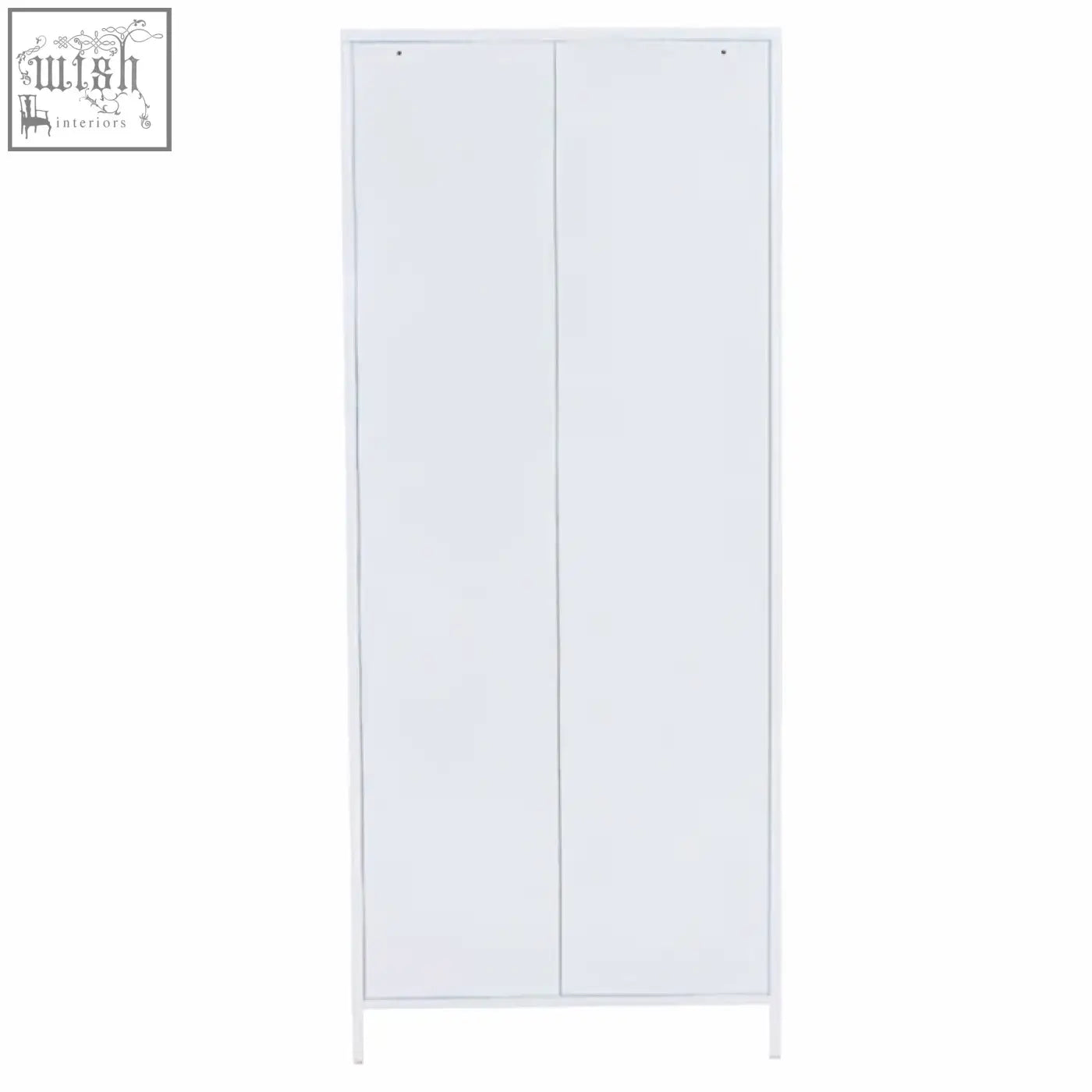 Academy white two-door locker style wardrobe in white with sleek modern design and smooth sliding doors