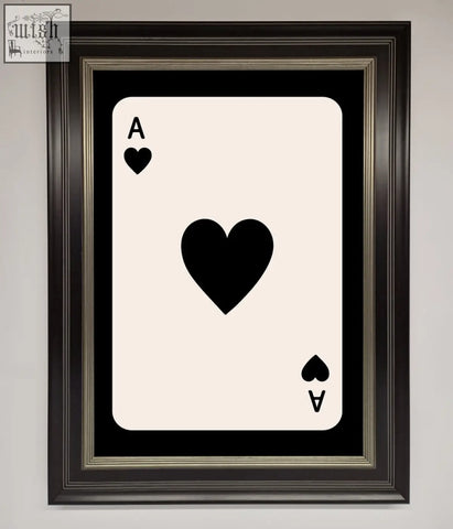 Black and cream ace of hearts framed poster featuring a stylish hearts framed design perfect for wall decor
