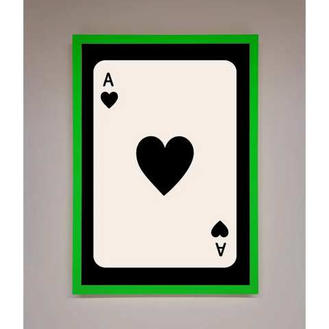 Ace Of Hearts Framed Poster - A3 (29.7 x 42 cm) / Neon Dark Green - Framed Print