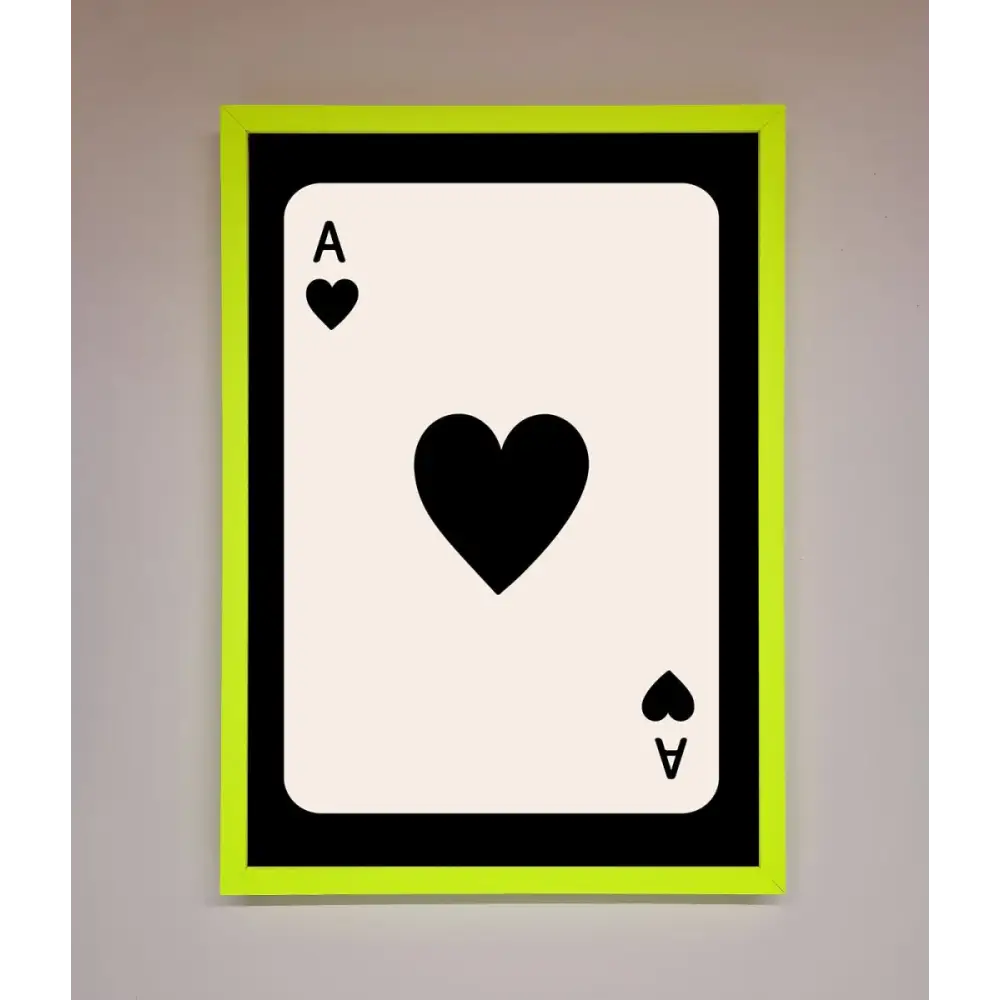 Ace Of Hearts Framed Poster - A3 (29.7 x 42 cm) / Neon Green - Framed Print
