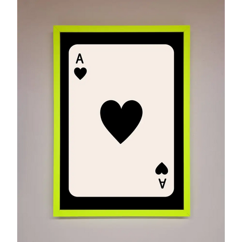 Ace Of Hearts Framed Poster - A3 (29.7 x 42 cm) / Neon Green - Framed Print