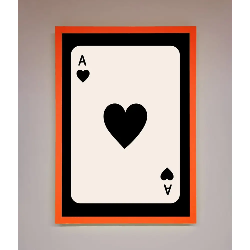 Ace Of Hearts Framed Poster - A3 (29.7 x 42 cm) / Neon Orange - Framed Print