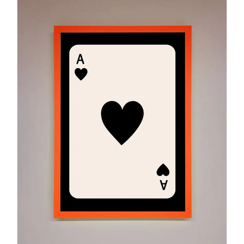 Ace Of Hearts Framed Poster - A3 (29.7 x 42 cm) / Neon Orange - Framed Print