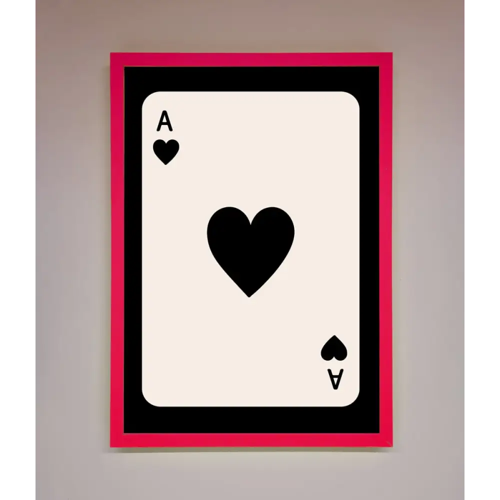 Ace Of Hearts Framed Poster - A3 (29.7 x 42 cm) / Neon Pink - Framed Print