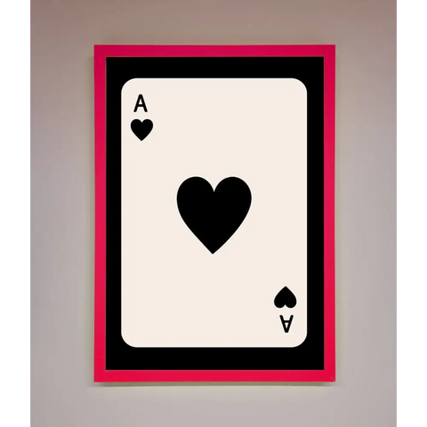 Ace Of Hearts Framed Poster - A3 (29.7 x 42 cm) / Neon Pink - Framed Print