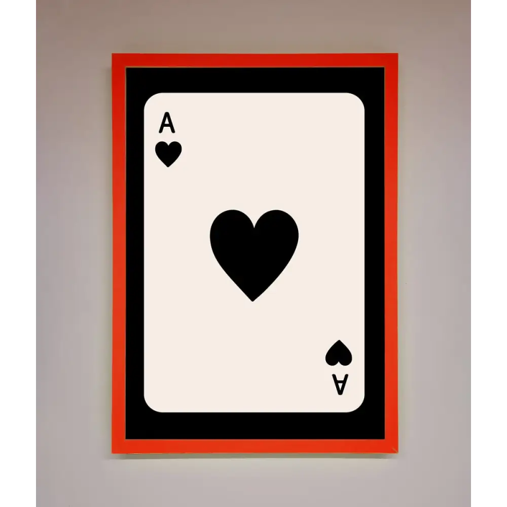 Ace Of Hearts Framed Poster - A3 (29.7 x 42 cm) / Neon Red - Framed Print