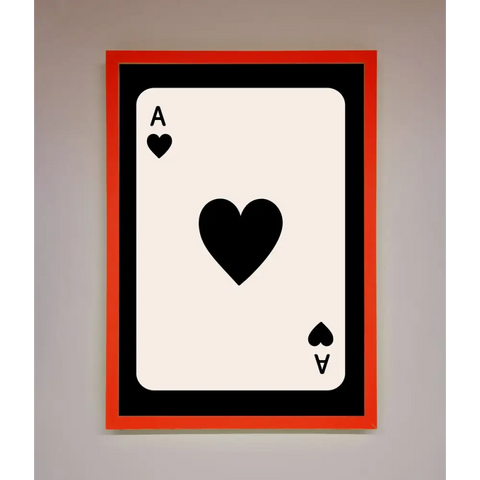 Ace Of Hearts Framed Poster - A3 (29.7 x 42 cm) / Neon Red - Framed Print