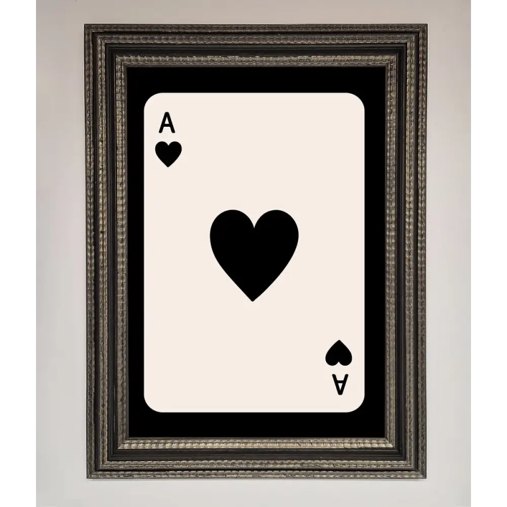 Ace Of Hearts Framed Poster - A3 (29.7 x 42 cm) / Ornate Silver Black - Framed Print