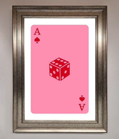 Ace Of Spades Poker Pink Framed Wall Art