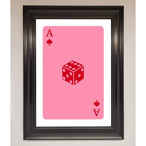 Ace Of Spades Poker Pink Framed Wall Art - A1 (59.4 x 84.1 cm) / Matt Black - Framed Print