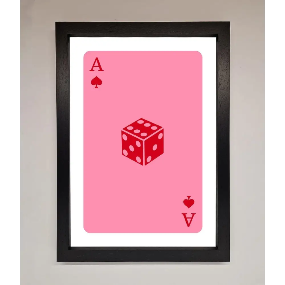 Ace Of Spades Poker Pink Framed Wall Art - A3 (29.7 x 42 cm) / Black - Framed Print
