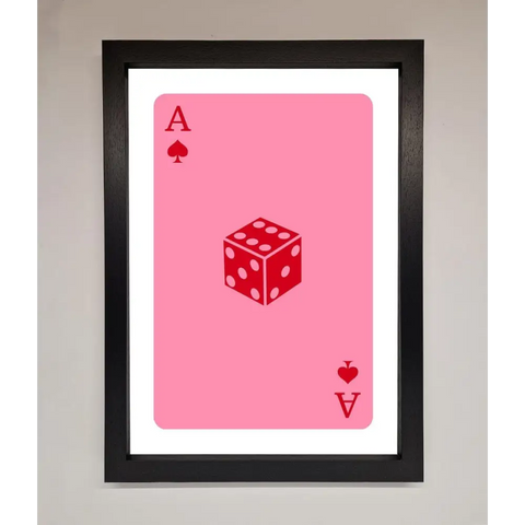 Ace Of Spades Poker Pink Framed Wall Art - A3 (29.7 x 42 cm) / Black - Framed Print