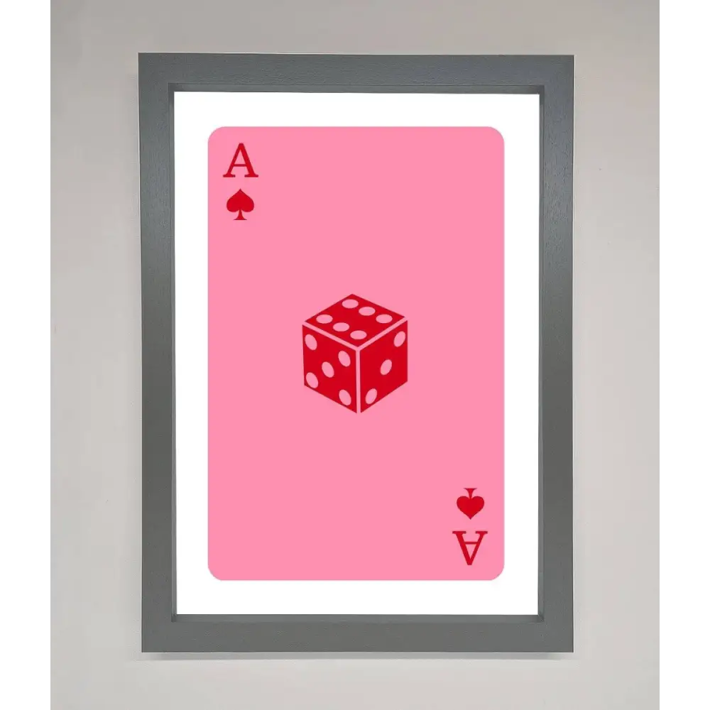 Ace Of Spades Poker Pink Framed Wall Art - A3 (29.7 x 42 cm) / Dark Grey - Framed Print