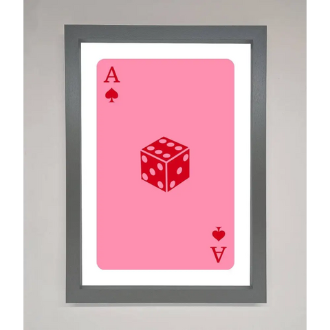 Ace Of Spades Poker Pink Framed Wall Art - A3 (29.7 x 42 cm) / Dark Grey - Framed Print