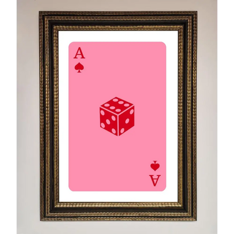 Ace Of Spades Poker Pink Framed Wall Art - A3 (29.7 x 42 cm) / Ornate Gold Black - Framed Print