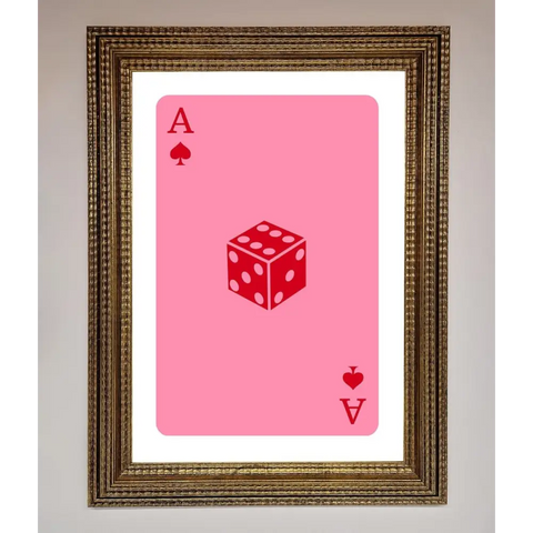 Ace Of Spades Poker Pink Framed Wall Art - A3 (29.7 x 42 cm) / Ornate Gold - Framed Print