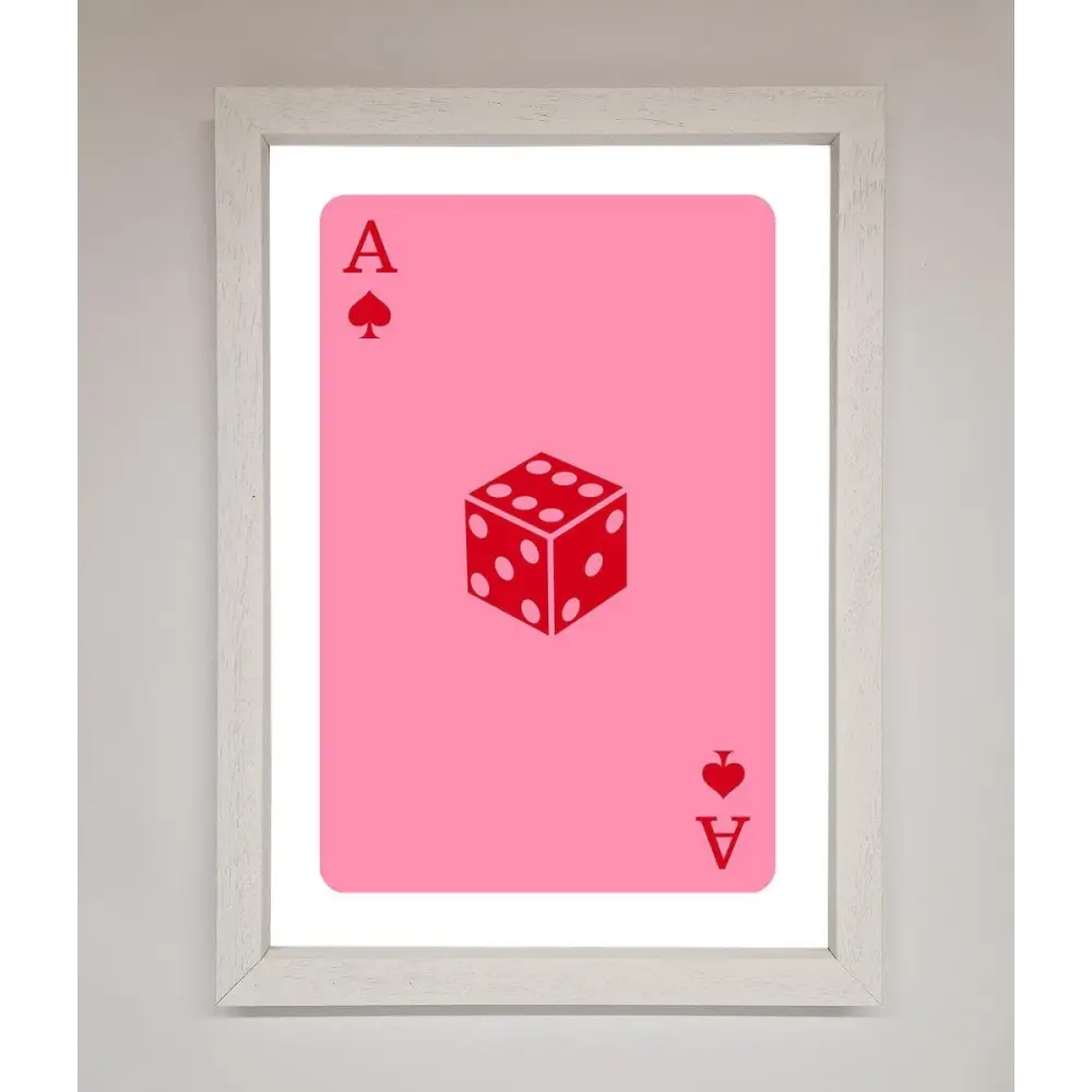 Ace Of Spades Poker Pink Framed Wall Art - A3 (29.7 x 42 cm) / White - Framed Print