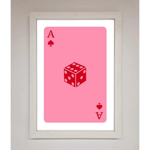 Ace Of Spades Poker Pink Framed Wall Art - A3 (29.7 x 42 cm) / White - Framed Print