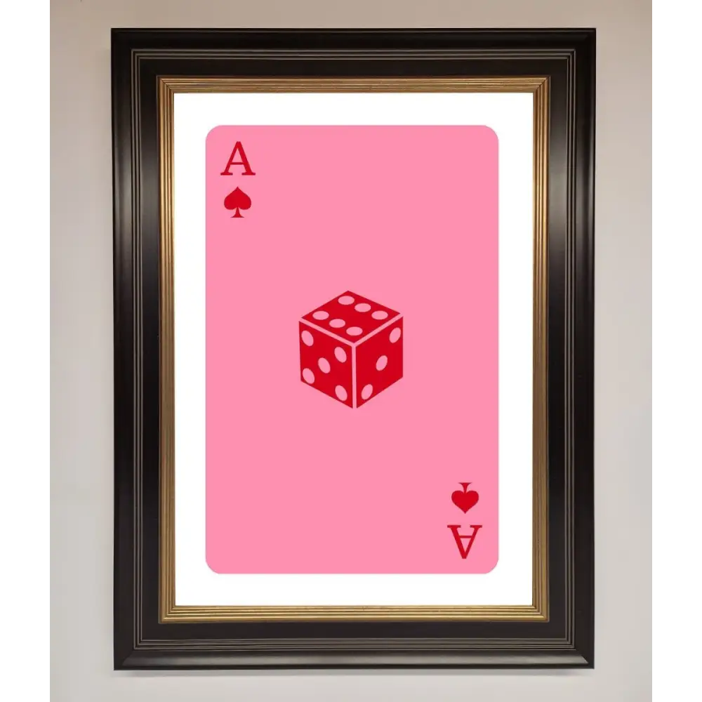 Ace Of Spades Poker Pink Framed Wall Art - B0 (100 x 141 cm) / Black Gold - Framed Print