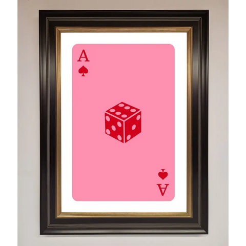 Ace Of Spades Poker Pink Framed Wall Art - B0 (100 x 141 cm) / Black Gold - Framed Print