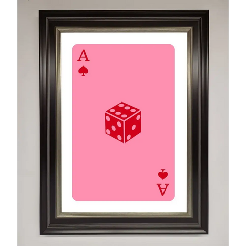 Ace Of Spades Poker Pink Framed Wall Art - B0 (100 x 141 cm) / Black Silver - Framed Print