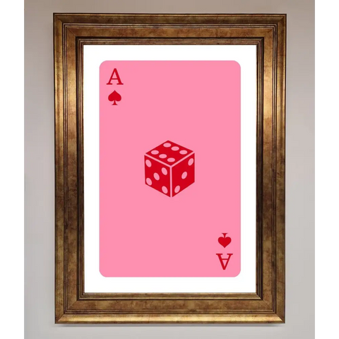 Ace Of Spades Poker Pink Framed Wall Art - B0 (100 x 141 cm) / Bronze - Framed Print