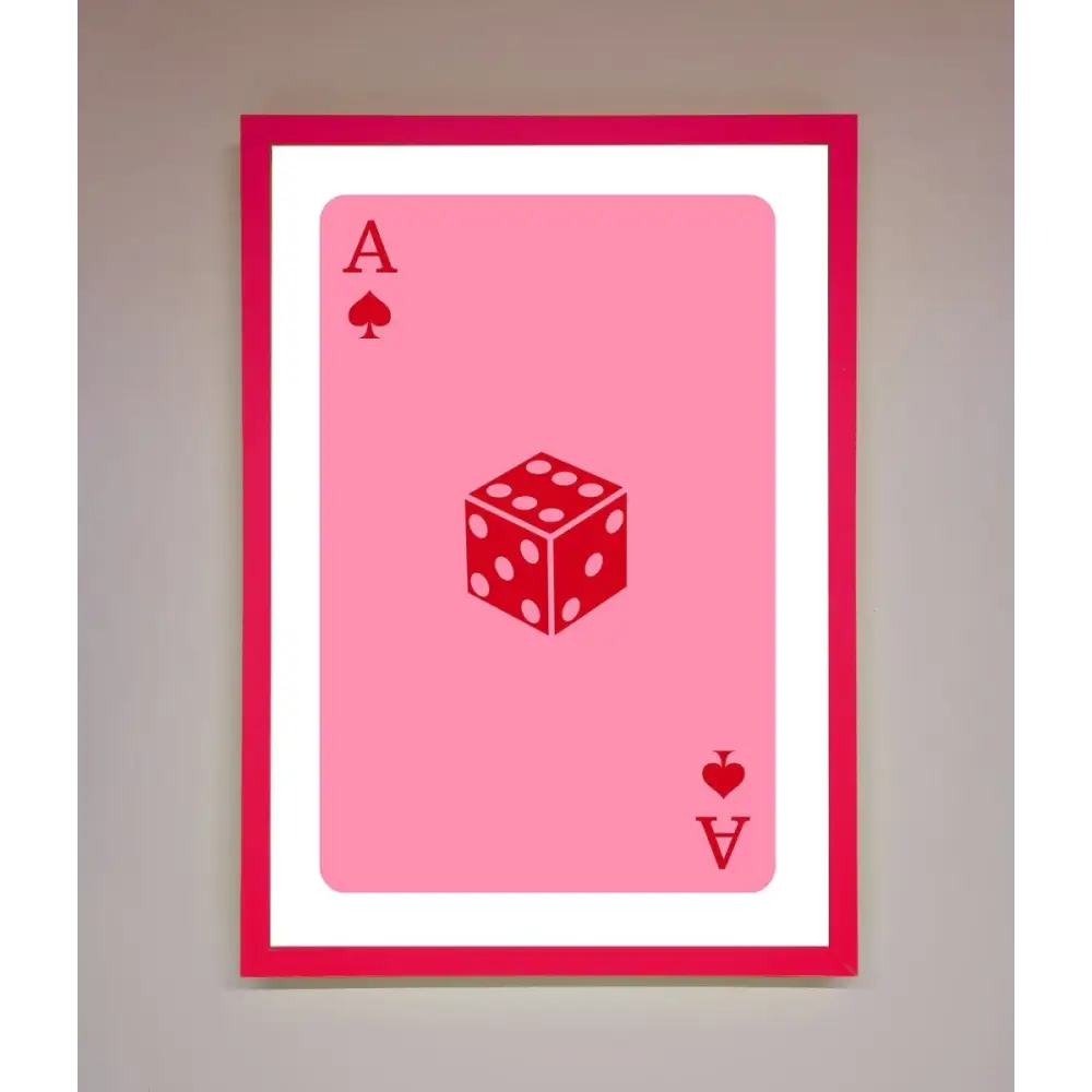 Ace Of Spades Poker Pink Framed Wall Art - B0 (100 x 141 cm) / Neon Pink - Framed Print