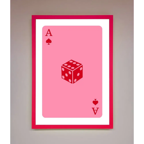 Ace Of Spades Poker Pink Framed Wall Art - B0 (100 x 141 cm) / Neon Pink - Framed Print