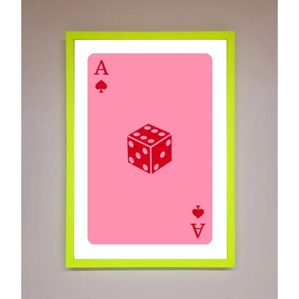Ace Of Spades Poker Pink Framed Wall Art - B0 (100 x 141 cm) / Neon Green - Framed Print
