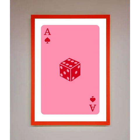 Ace Of Spades Poker Pink Framed Wall Art - B0 (100 x 141 cm) / Neon Red - Framed Print