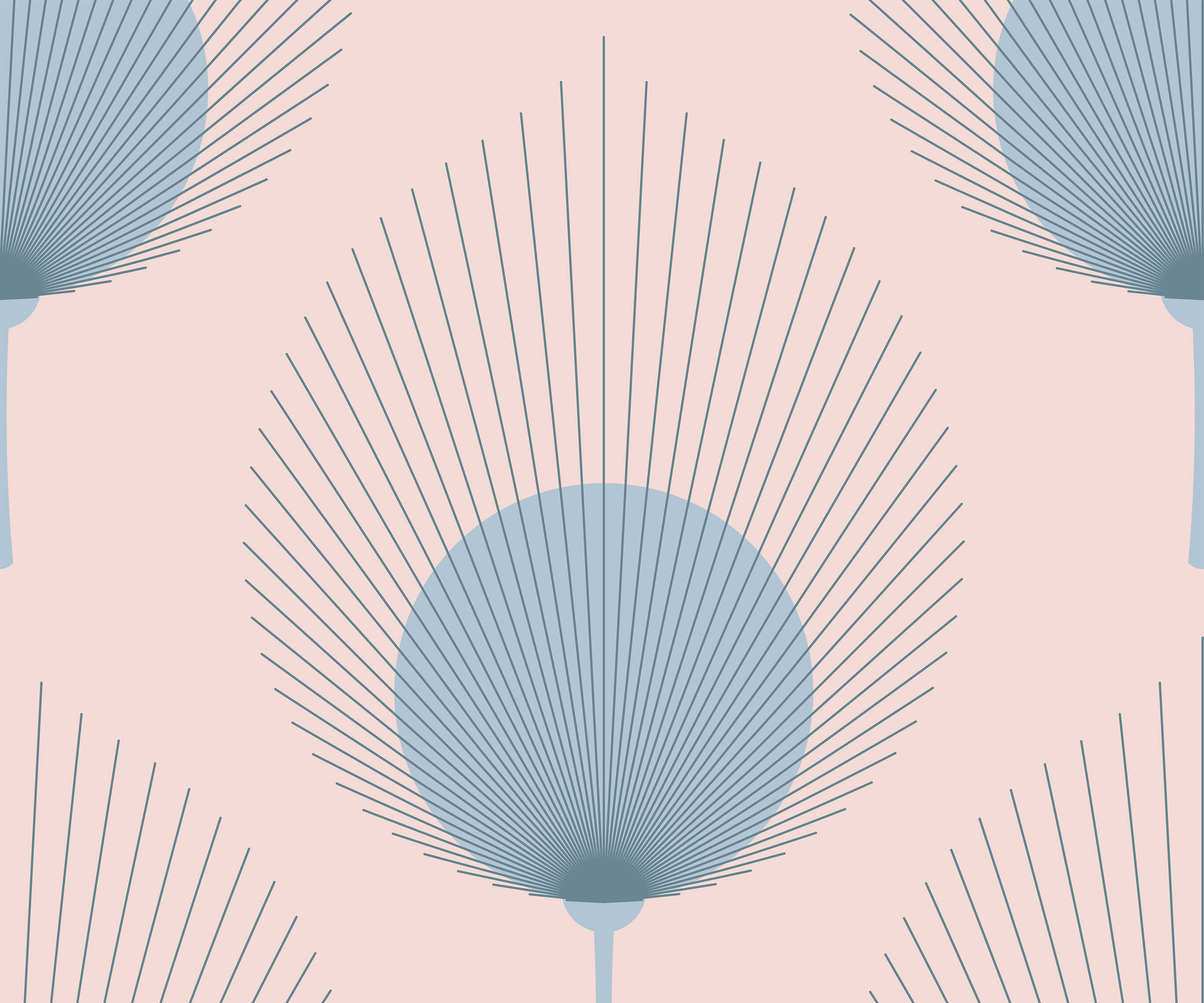 Ace product with pastel blue fan-shaped motifs and radiating lines on a soft pink background for stylish decor