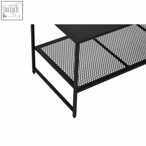 Acero black metal coffee table with sleek modern design and black metal mesh surface for stylish living spaces