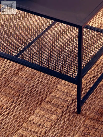 Acero black metal coffee table with sleek mesh design and sturdy frame perfect for modern living spaces