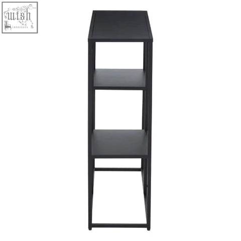 Acero black metal bookshelf with three shelves and minimalist design perfect for modern storage solutions