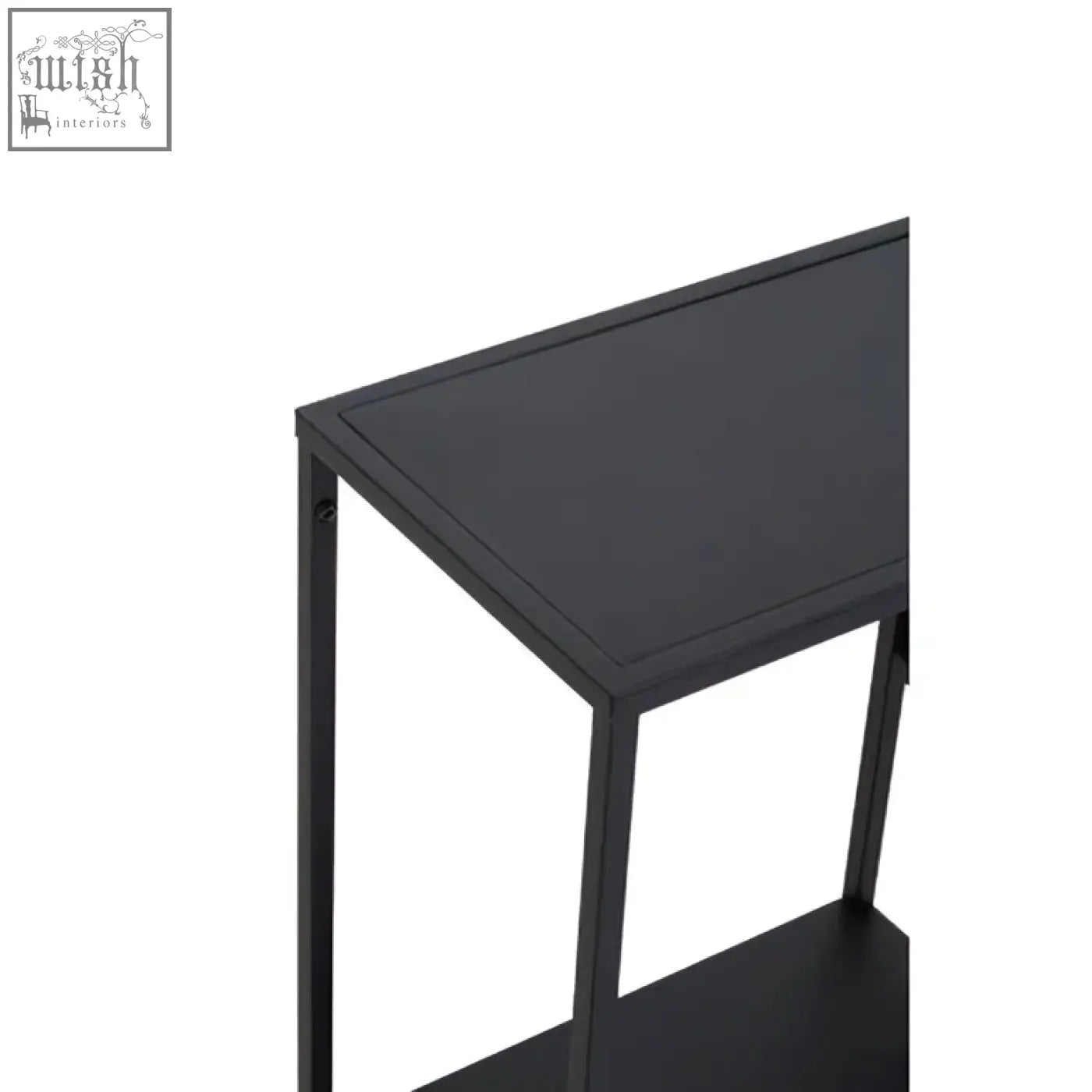 Black metal console table with two shelves acero black metal multi shelf unit for stylish storage and display