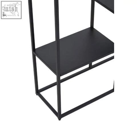 Acero black metal multi shelf unit with sleek minimalist design and rectangular black metal shelves for stylish storage