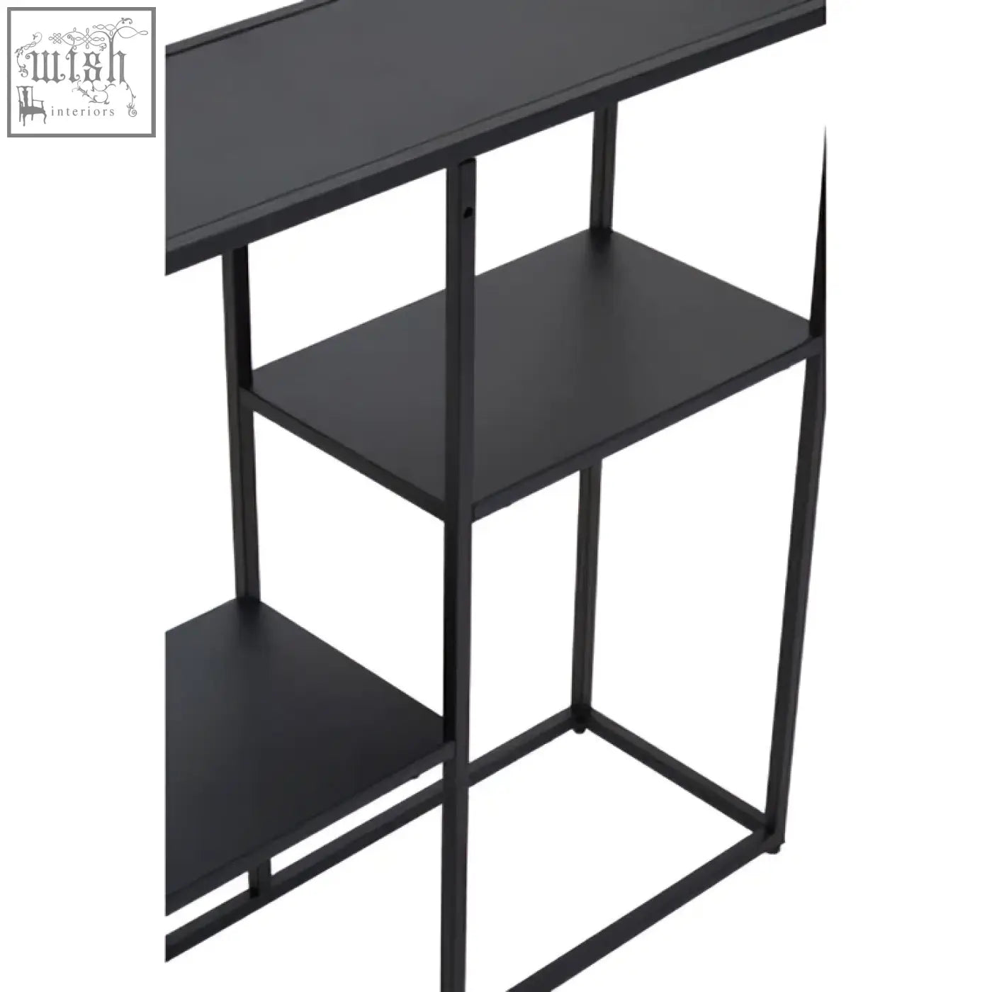 Acero black metal multi shelf unit with three tiers and minimalist design in black metal finish