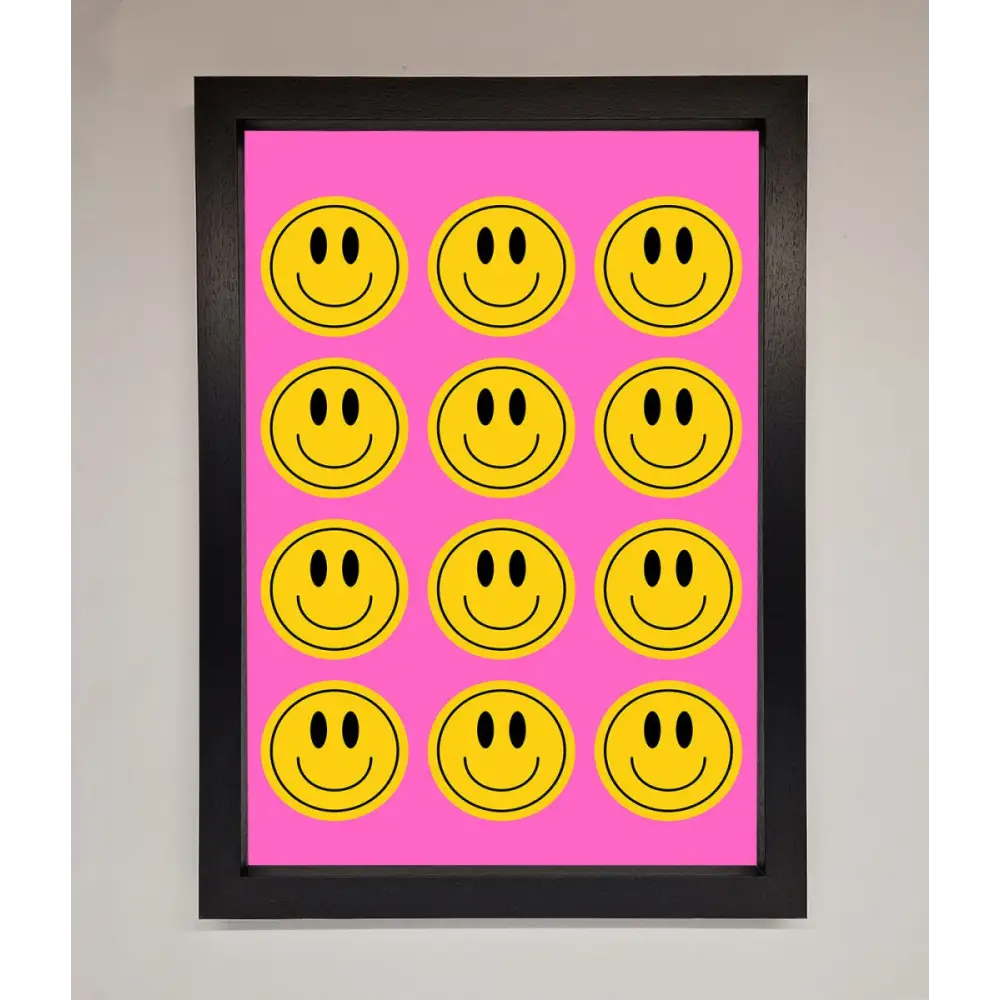Acid Smile Faces Framed Poster - A3 (29.7 x 42 cm) / Black - Framed Print