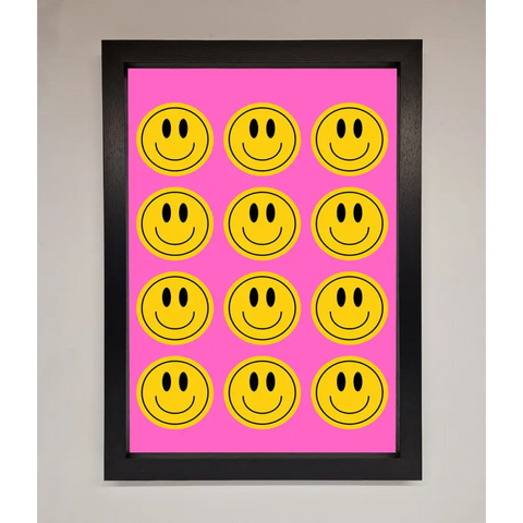Acid Smile Faces Framed Poster - A3 (29.7 x 42 cm) / Black - Framed Print