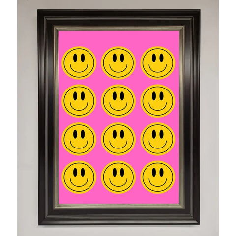 Acid Smile Faces Framed Poster - A3 (29.7 x 42 cm) / Black Silver - Framed Print