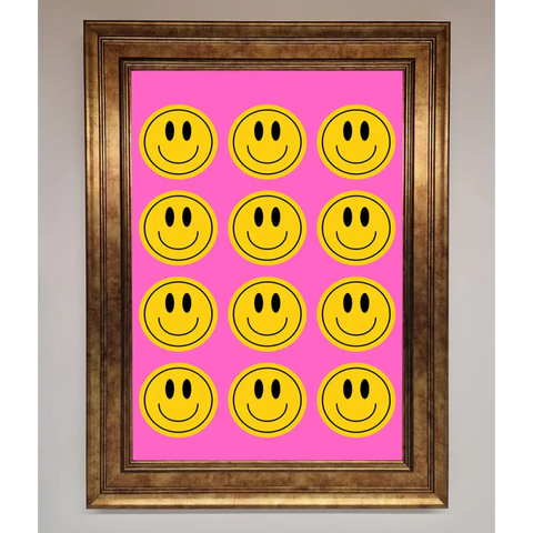 Acid Smile Faces Framed Poster - A3 (29.7 x 42 cm) / Bronze - Framed Print